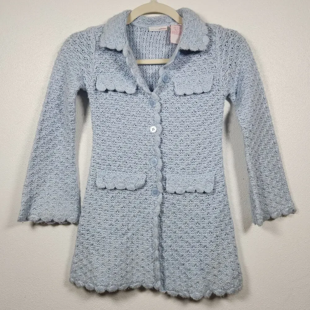 Vintage Mary Kate and Ashley Long Sleeve Baby Blue Knit Cardigan Sweater M 7/8